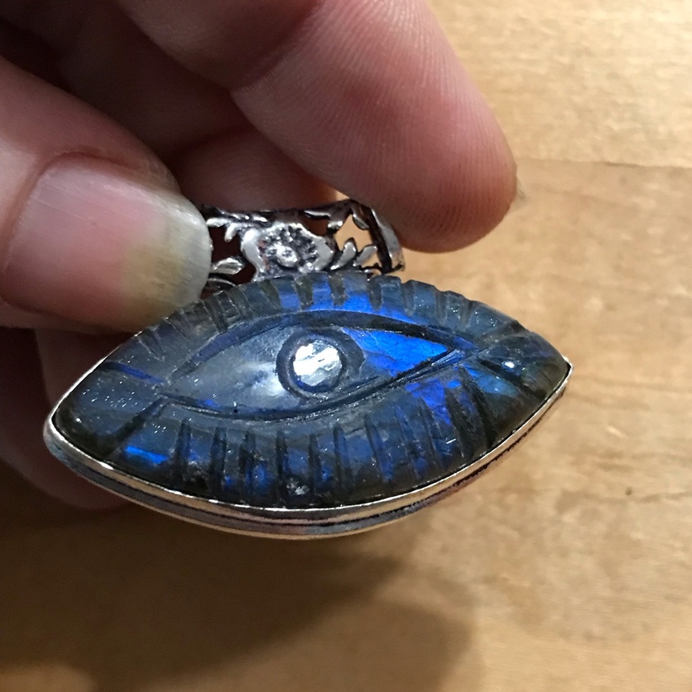 Flashy Blue Evil Eye Pendant Necklace